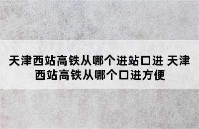 天津西站高铁从哪个进站口进 天津西站高铁从哪个口进方便